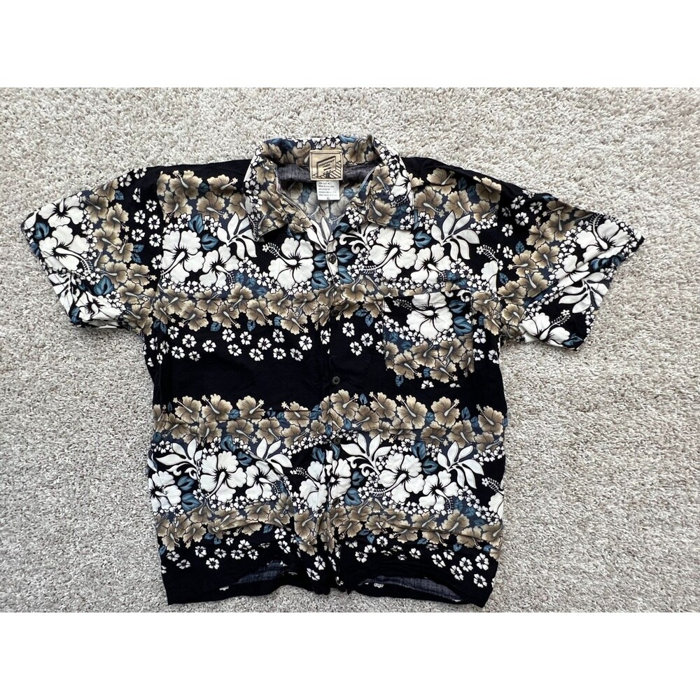 Coconut Pier Mens Hawaiian Button Up Short Sleeve Shirt Size XL